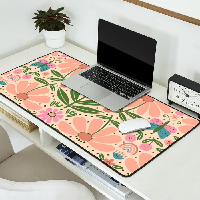 Pretty Floral - sweet pink Desk Mat Gallery Image 2