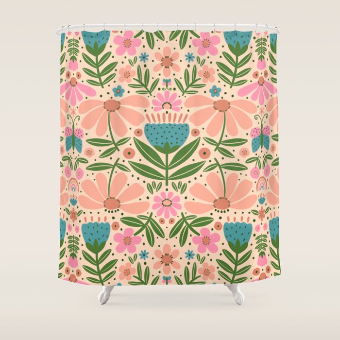 Pretty Floral - sweet pink Shower Curtain Gallery Image 1