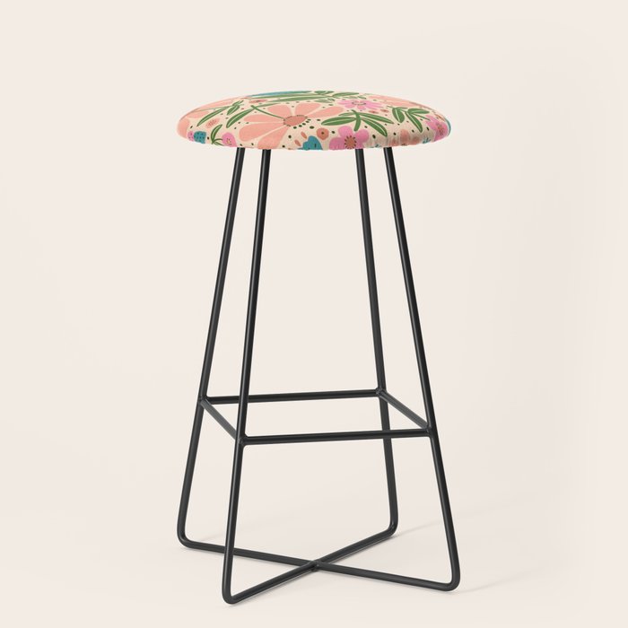 Pretty Floral - sweet pink Stool Gallery Image 1