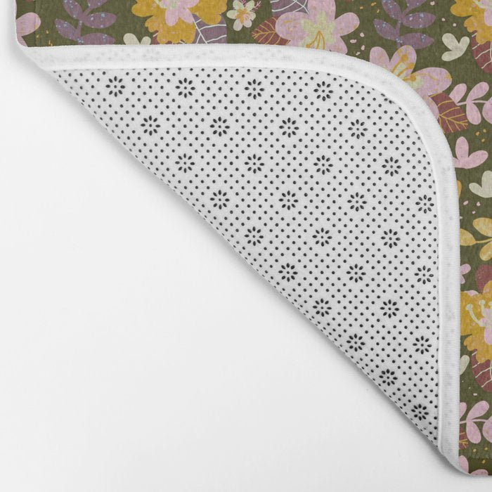 Hibiscus retro pattern Bath Mat Gallery Image 2