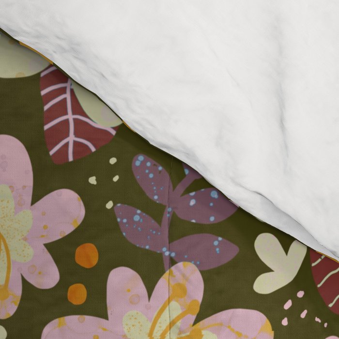 Hibiscus retro pattern Comforter Gallery Image 4