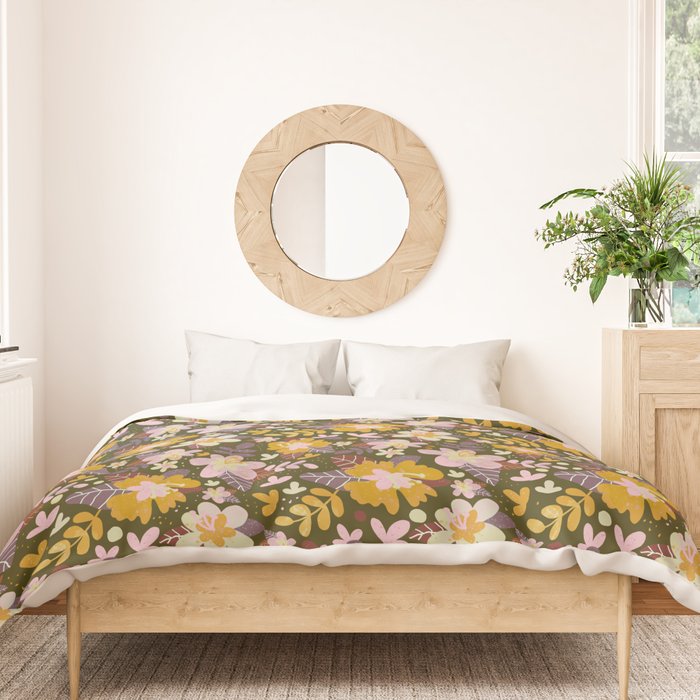 Hibiscus retro pattern Duvet Cover Gallery Image 3