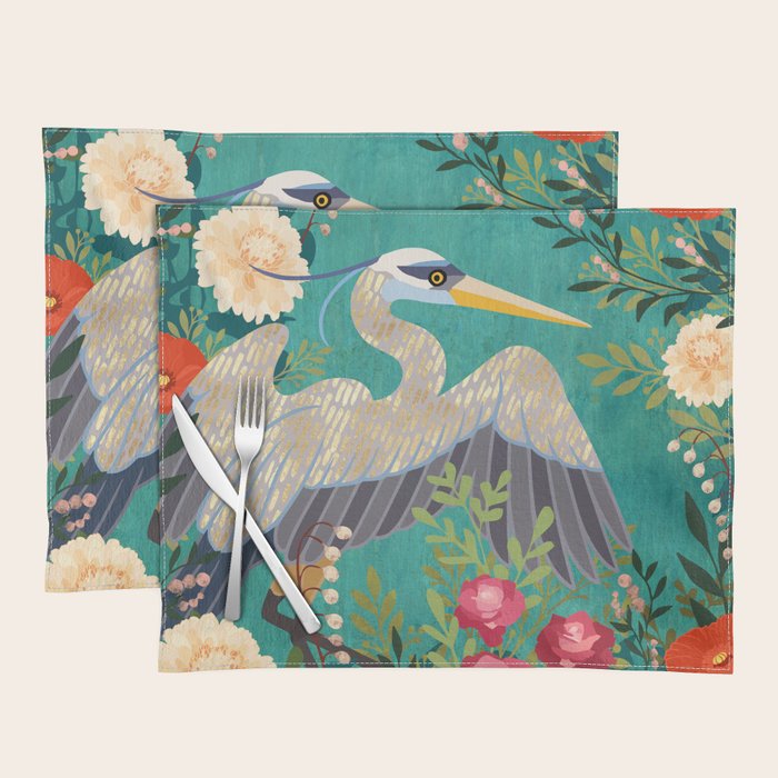 Bohemian Floral Heron Placemat Gallery Image 1