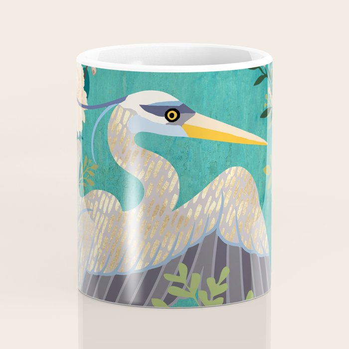 Bohemian Floral Heron Coffee Mug Gallery Image 4