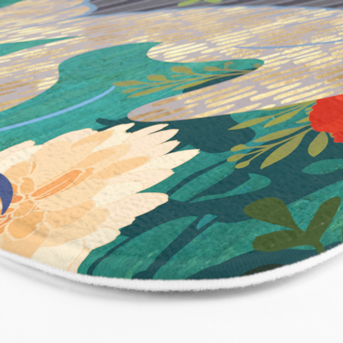 Bohemian Floral Heron Bath Mat Gallery Image 3