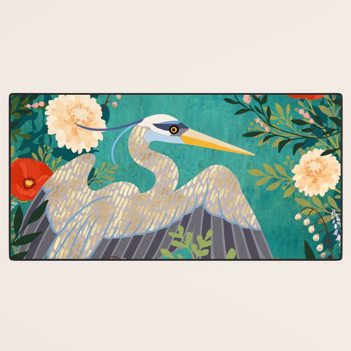 Bohemian Floral Heron Desk Mat Gallery Image 3