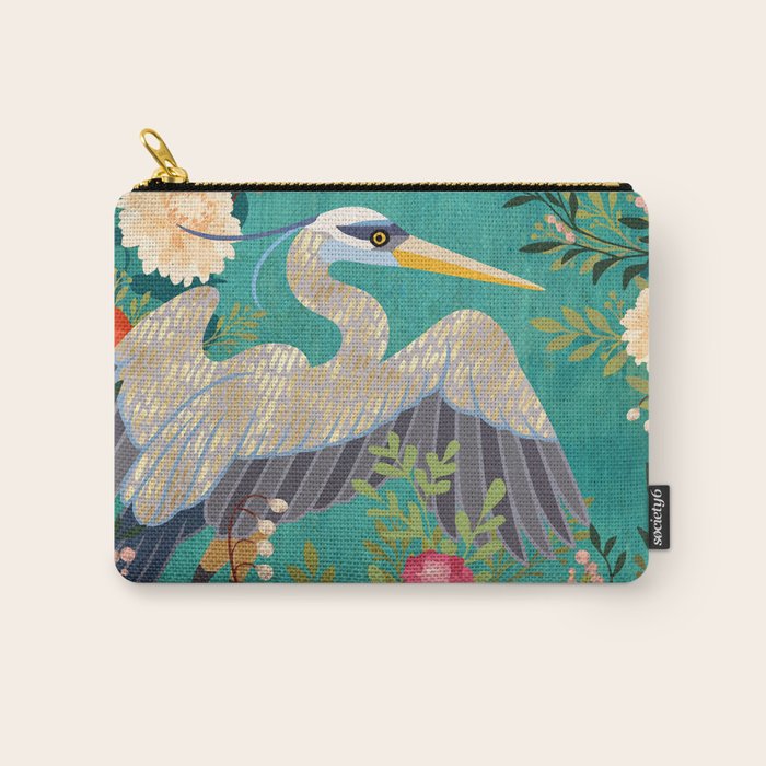 Bohemian Floral Heron Carry All Pouch Gallery Image 1
