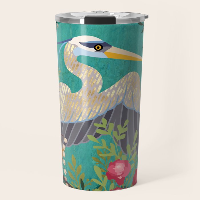 Bohemian Floral Heron Travel Mug Gallery Image 1