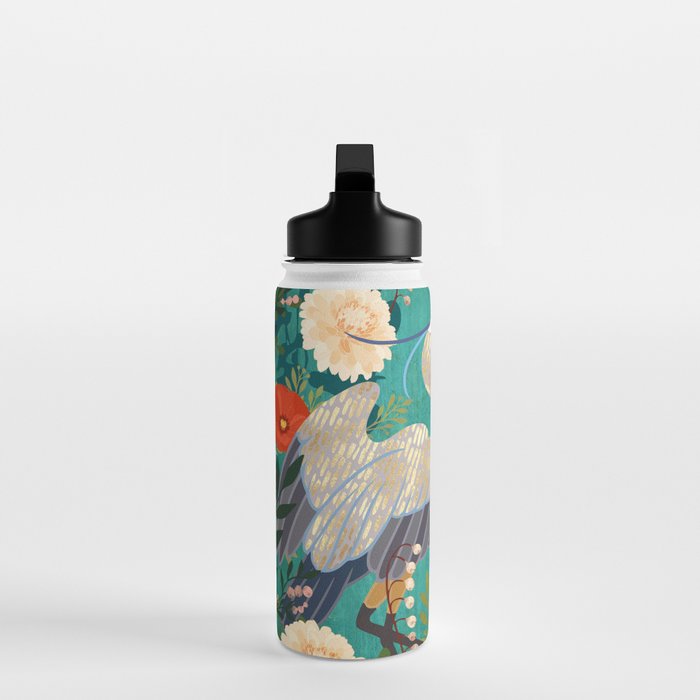 Bohemian Floral Heron Water Bottle Gallery Image 3