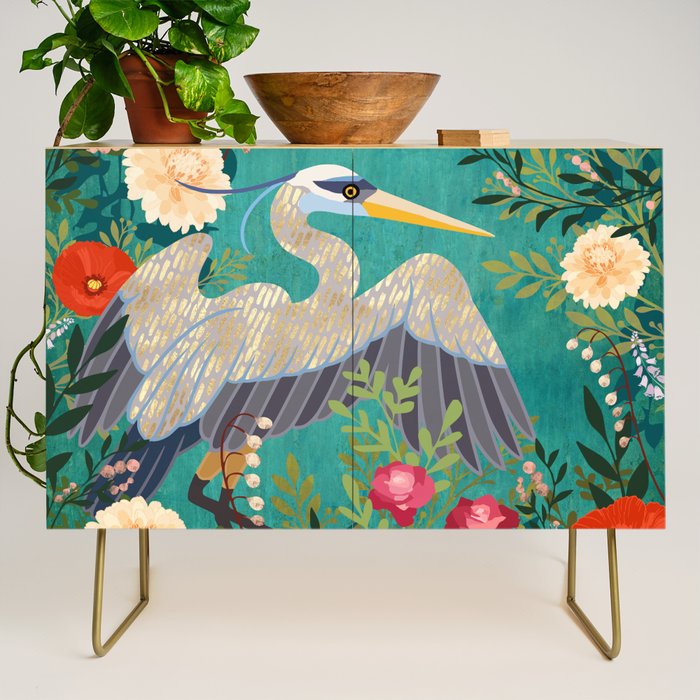 Bohemian Floral Heron Credenza Gallery Image 1