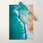 Surfers at Shore - Aerial Beach Photography Wrapping Paper Gallery Image 1
