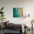 Surfers at Shore - Aerial Beach Photography Wood Wall Art Gallery Image 2