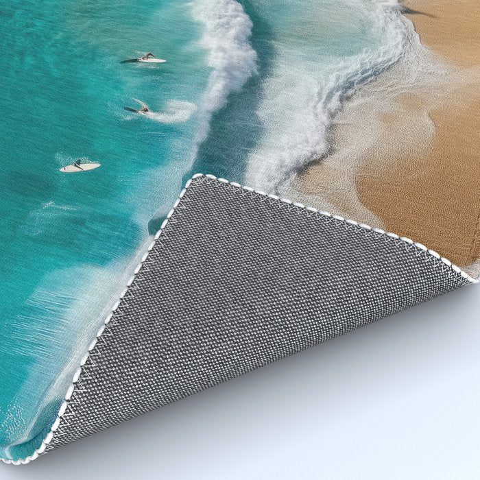 Surfers at Shore - Aerial Beach Photography Rug Gallery Image 4