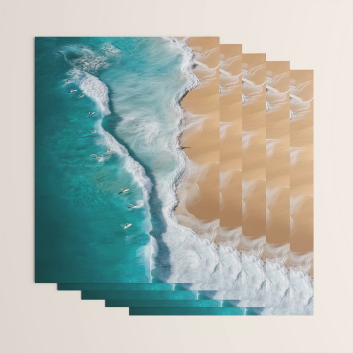 Surfers at Shore - Aerial Beach Photography Wrapping Paper Gallery Image 3