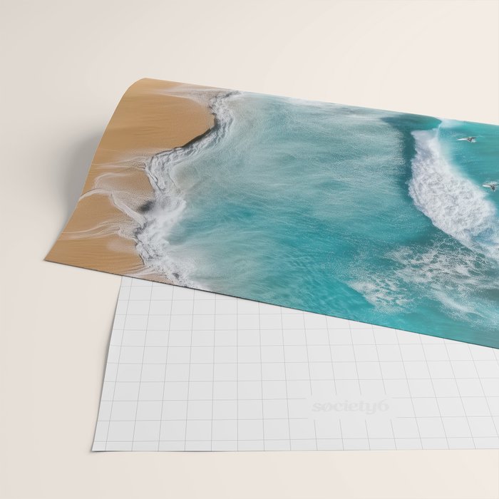 Surfers at Shore - Aerial Beach Photography Wrapping Paper Gallery Image 2