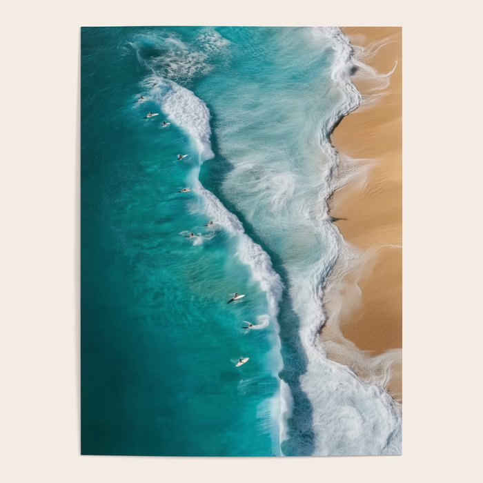Surfers at Shore - Aerial Beach Photography Poster Gallery Image 4