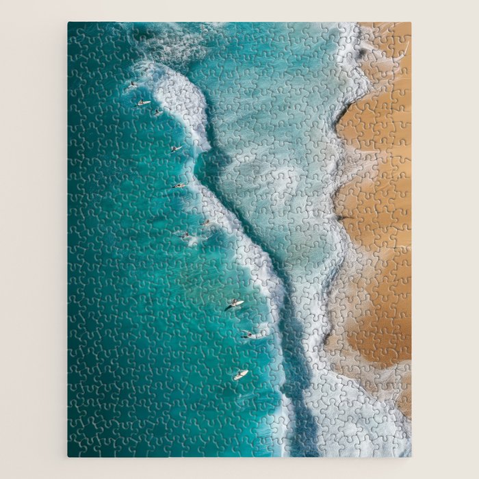 Surfers at Shore - Aerial Beach Photography Jigsaw Puzzle Gallery Image 1