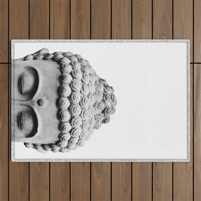 Shy Buddha - Black and White Photography Outdoor Rug Gallery Image 1
