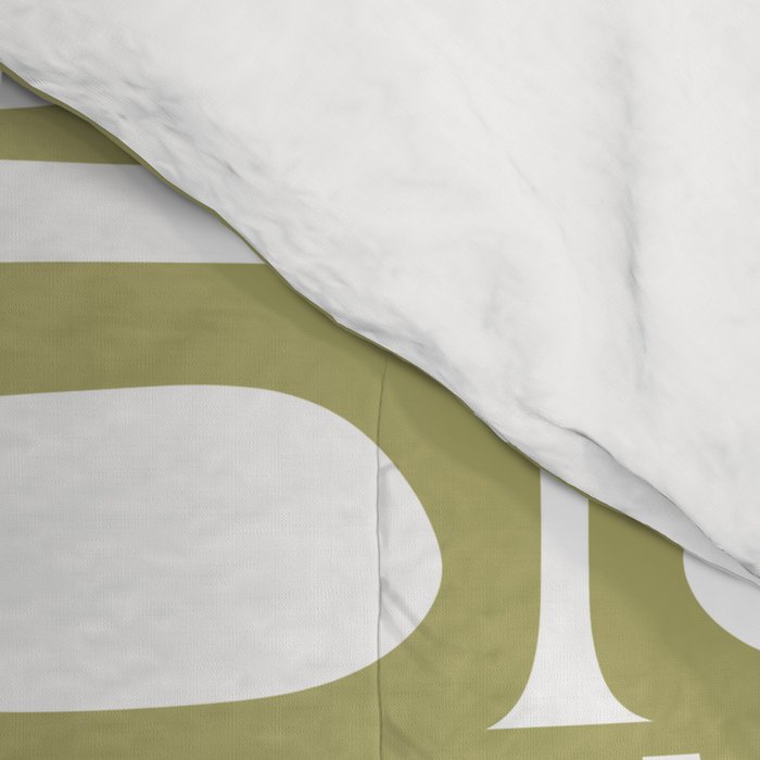 Mid Century Modern Piquet Geometric Pattern in Split Pea Green and White Comforter Gallery Image 4