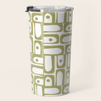 Mid Century Modern Piquet Geometric Pattern in Split Pea Green and White Travel Mug Gallery Image 3