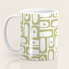 Mid Century Modern Piquet Geometric Pattern in Split Pea Green and White Coffee Mug Gallery Image 3