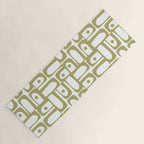 Mid Century Modern Piquet Geometric Pattern in Split Pea Green and White Yoga Mat Gallery Image 1