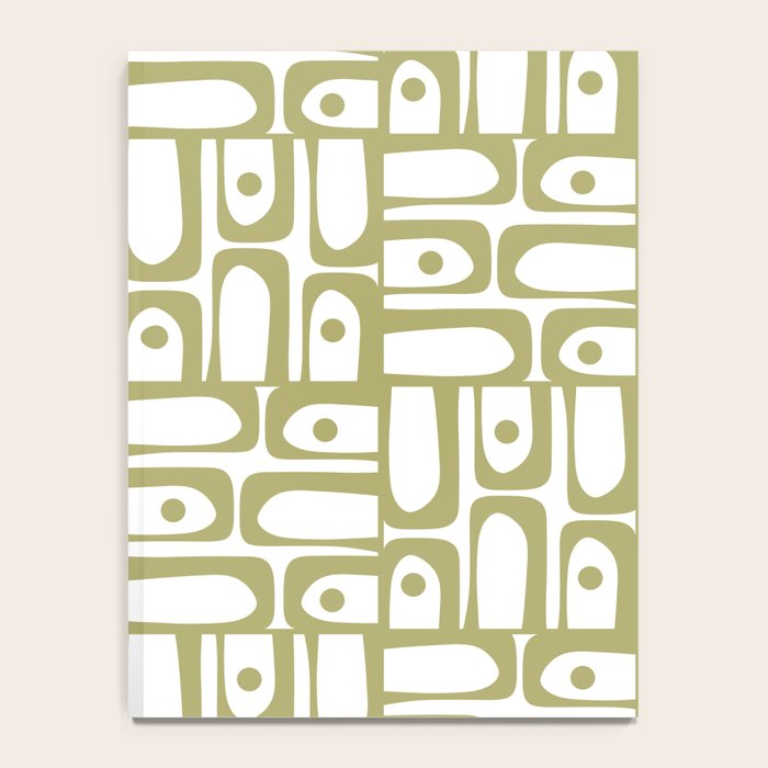 Mid Century Modern Piquet Geometric Pattern in Split Pea Green and White Notebook Gallery Image 4