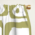 Mid Century Modern Piquet Geometric Pattern in Split Pea Green and White Window Curtain Gallery Image 2