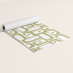 Mid Century Modern Piquet Geometric Pattern in Split Pea Green and White Yoga Mat Gallery Image 2