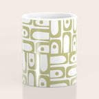 Mid Century Modern Piquet Geometric Pattern in Split Pea Green and White Coffee Mug Gallery Image 4