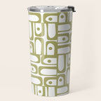 Mid Century Modern Piquet Geometric Pattern in Split Pea Green and White Travel Mug Gallery Image 2