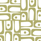 Mid Century Modern Piquet Geometric Pattern in Split Pea Green and White Coffee Mug Gallery Image 2