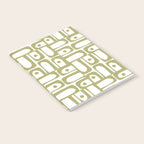 Mid Century Modern Piquet Geometric Pattern in Split Pea Green and White Notebook Gallery Image 2
