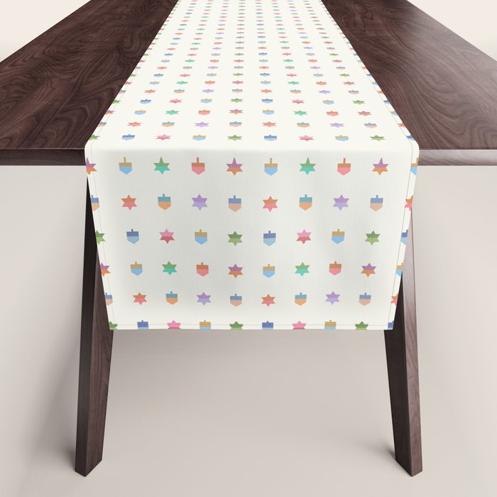 Happy Hanukkah | Dreidels & Star Pattern Table Runner Gallery Image 1
