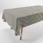 Herringbone, Boho, Mudcloth Pattern, Grey and Gold Tablecloth Gallery Image 1