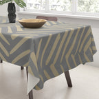 Herringbone, Boho, Mudcloth Pattern, Grey and Gold Tablecloth Gallery Image 3