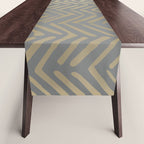 Herringbone, Boho, Mudcloth Pattern, Grey and Gold Table Runner Gallery Image 1