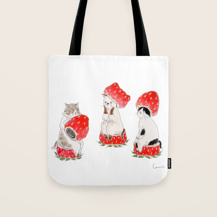 Yasagure Ichigo Nyanco - Strawberry Kitty - Tote Bag Gallery Image 1