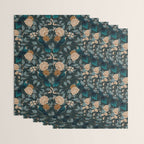 Spring Song - Dark Teal Birds and Floral Print Wrapping Paper Gallery Image 3