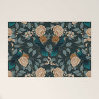 Spring Song - Dark Teal Birds and Floral Print Welcome Mat Gallery Image 1