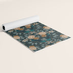 Spring Song - Dark Teal Birds and Floral Print Yoga Mat Gallery Image 2