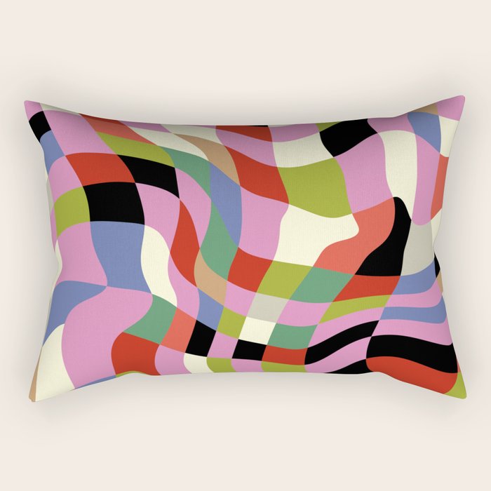 fluid retro checkers Rectangular Pillow Gallery Image 2