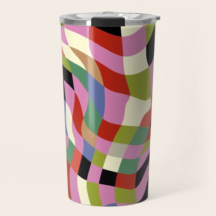 fluid retro checkers Travel Mug Gallery Image 1