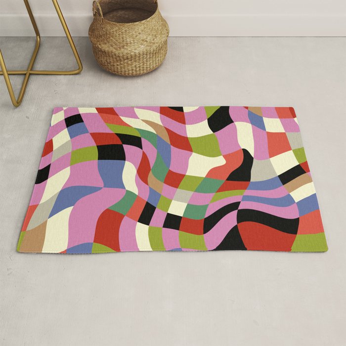 fluid retro checkers Rug Gallery Image 1