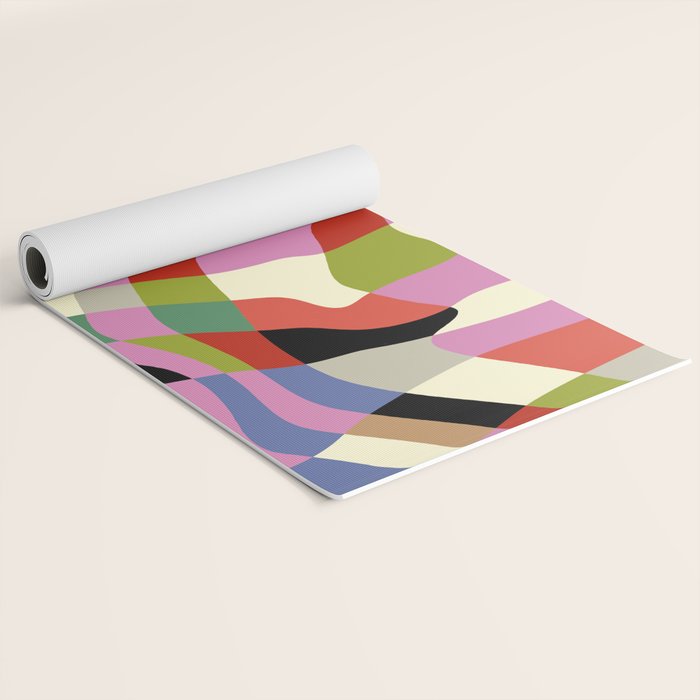 fluid retro checkers Yoga Mat Gallery Image 2
