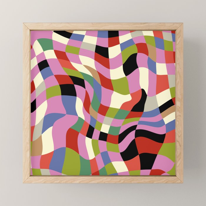 fluid retro checkers Mini Art Print Gallery Image 1