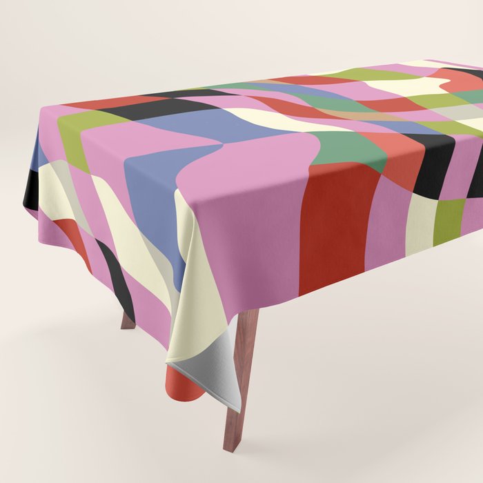 fluid retro checkers Tablecloth Gallery Image 1