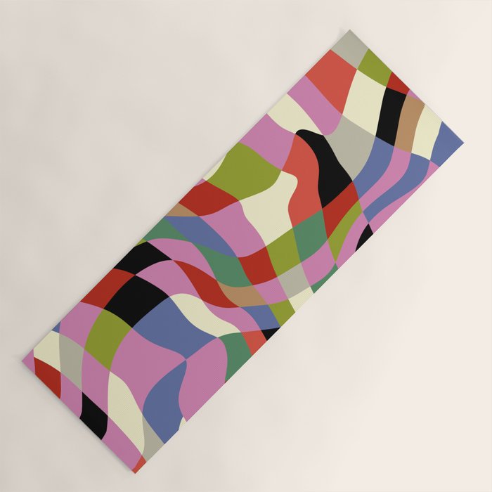 fluid retro checkers Yoga Mat Gallery Image 1