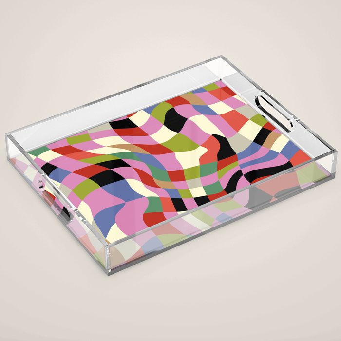 fluid retro checkers Acrylic Tray Gallery Image 1