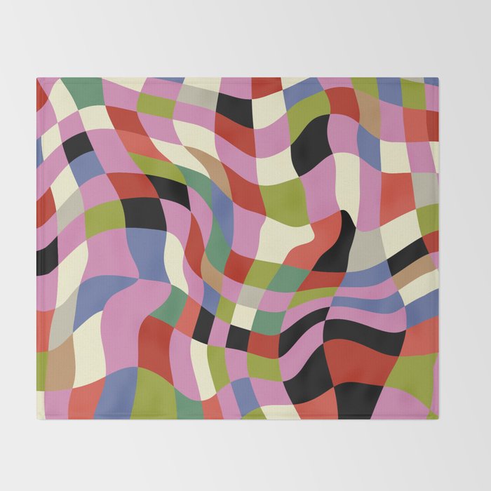 fluid retro checkers Throw Blanket Gallery Image 2